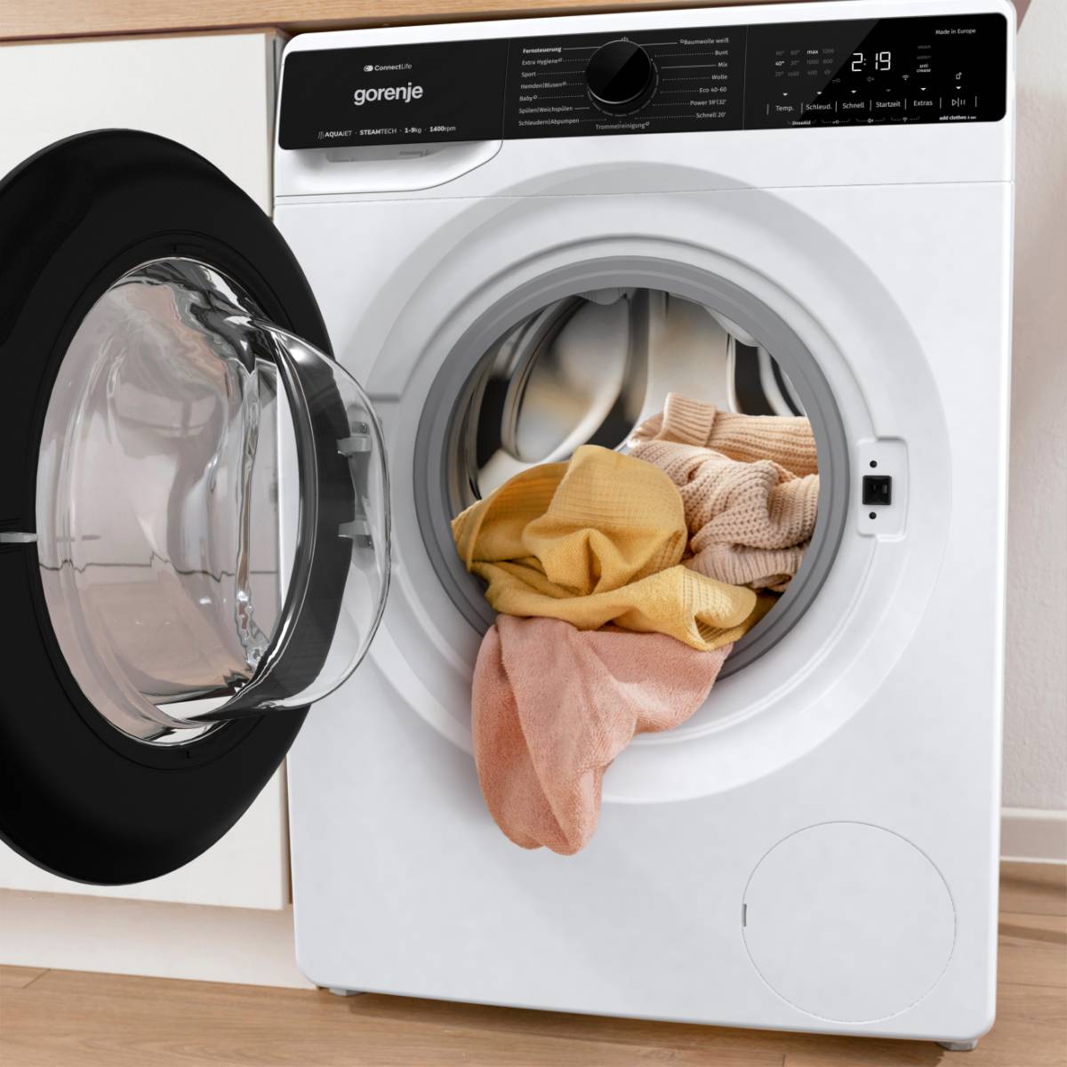 Gorenje G600 Waschvollautomat WPNA94A1TS BK070, Frontlader, 9 kg, B, 72 dB, 1300 RPM, A