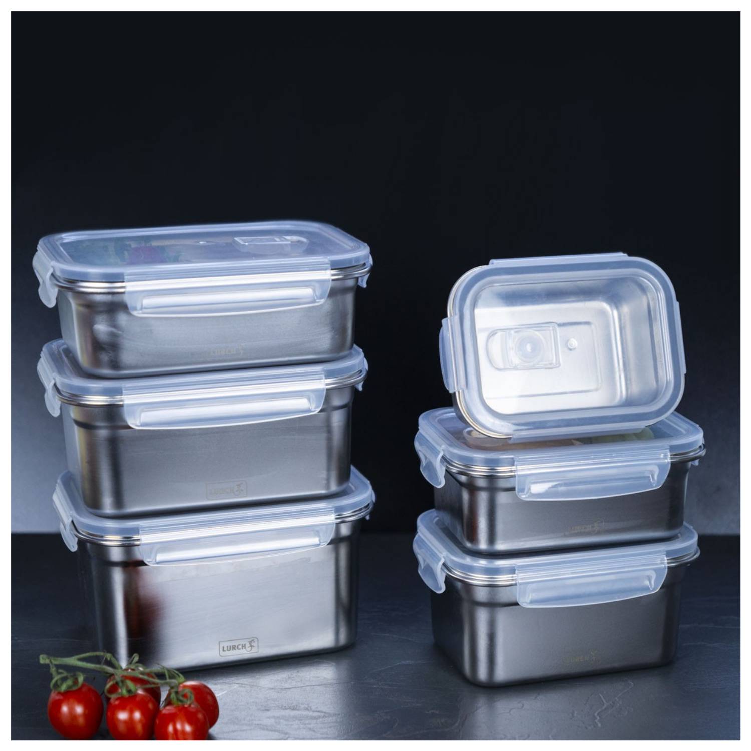 Lurch 00240892, Brotdose, Erwachsener, Edelstahl, Transparent, Kunststoff, Edelstahl, Einfarbig, Rechteckig