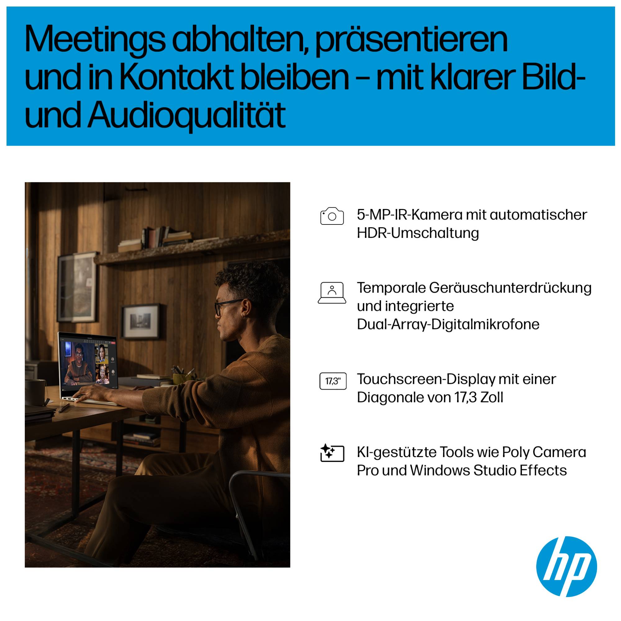 HP OmniBook 7 17-dc0153ng 17.3inch FHD IPS Touch, Intel Core Ultra 5 226V, 16GB RAM, 512GB SSD, Wind