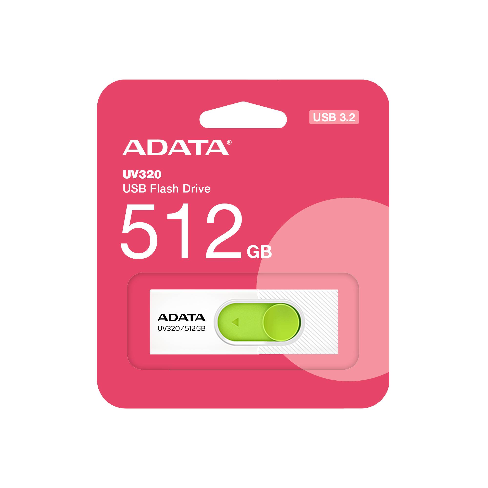 ADATA UV320 - USB-Flash-Laufwerk - 512 GB - USB3.2 Gen 1 - Weiß/Grün