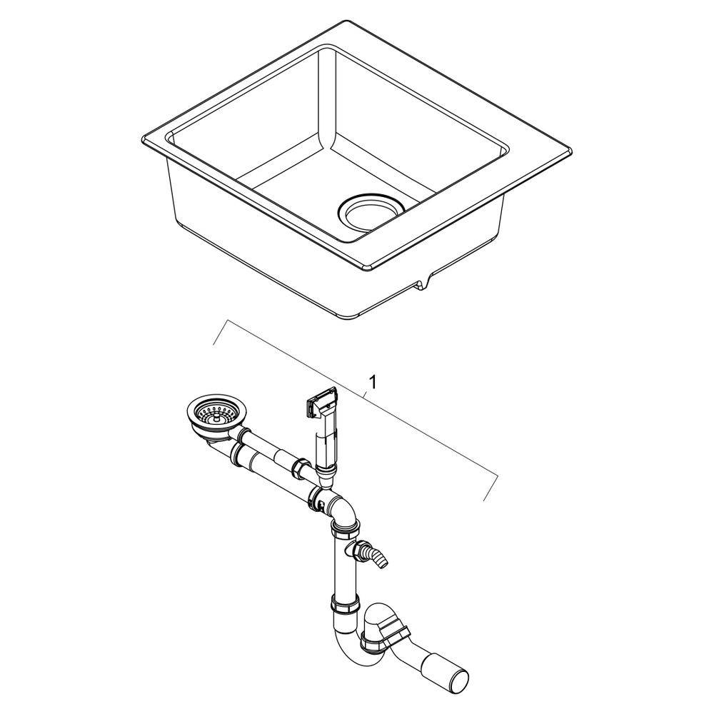 Hansgrohe Unterbauspüle S53 S530-U400 400, manueller Garnitur, Graphitschwarz