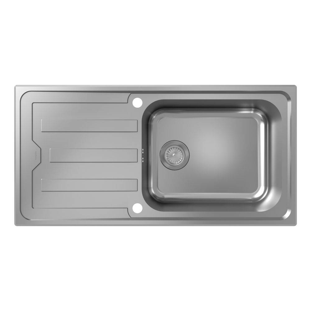 Hansgrohe Einbauspüle S44 S440-A500 100500, Abtropffläche, automatischer Garnitur, Edelstahl