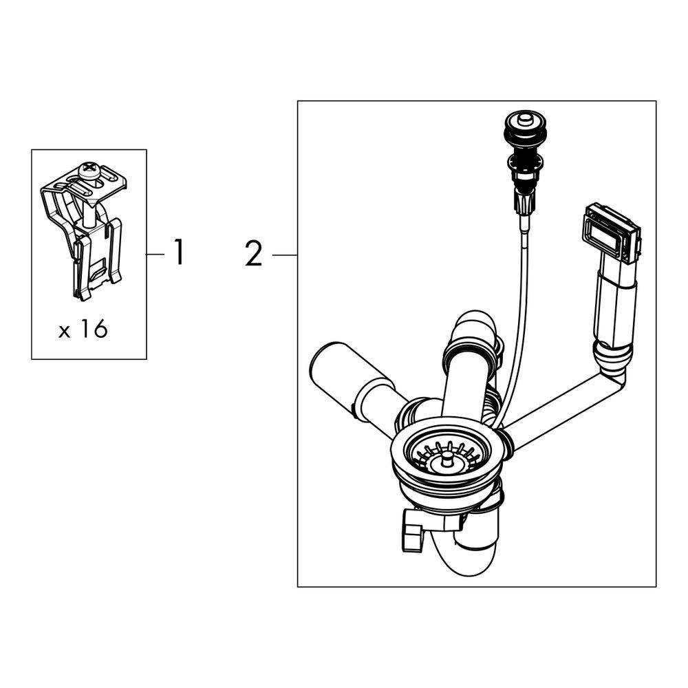 Hansgrohe Einbauspüle S44 S440-F342 79342, Abtropffläche kurz, automatischer Garnitur, Edelstahl