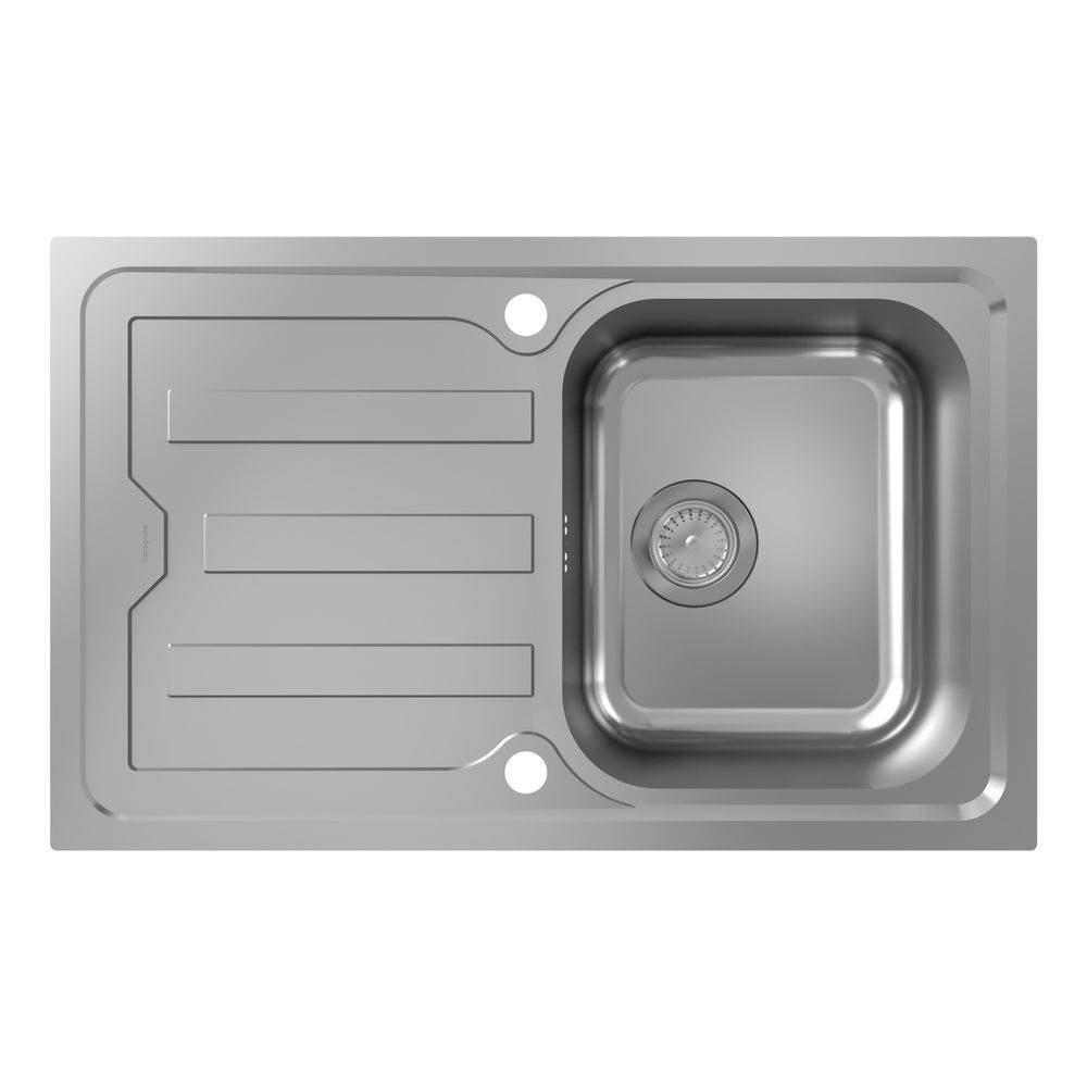 Hansgrohe Einbauspüle S44 S440-F342 79342, Abtropffläche kurz, automatischer Garnitur, Edelstahl