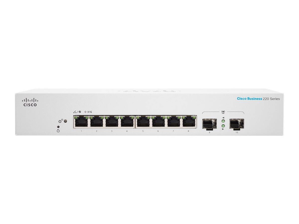CBS220-8T-E-2G-UK - Cisco Business 220 Switch, Smart, 8 x 10/100/1000 + 2 x Gigabit SFP (Uplink)