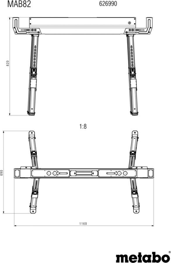 Arbeitsbock MAB 82 615-820mm 590kg METABO