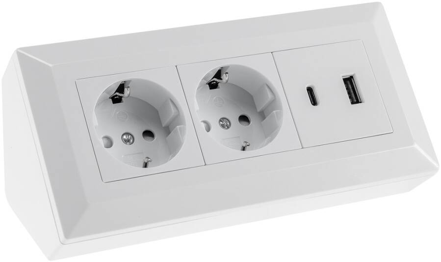 Steckdosenblock 2-fach USB-A &amp; USB-C 23572 Farbe weiß Ausführung Steckdosenblock Zuleitung ohne Länge - m Steckdose 2-fa