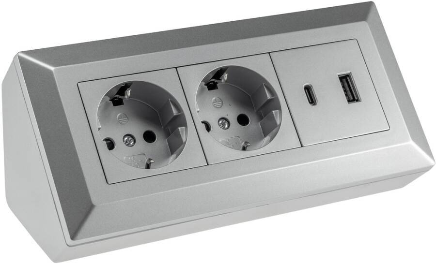 Steckdosenblock 2-fach USB-A &amp; USB-C 23572 Farbe weiß Ausführung Steckdosenblock Zuleitung ohne Länge - m Steckdose 2-fa