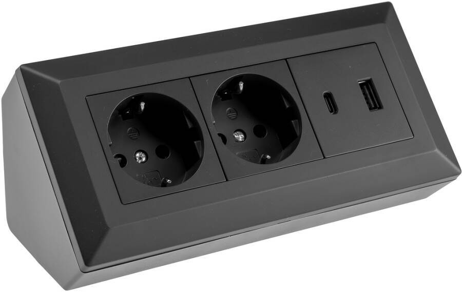 Steckdosenblock 2-fach USB-A &amp; USB-C 23572 Farbe weiß Ausführung Steckdosenblock Zuleitung ohne Länge - m Steckdose 2-fa