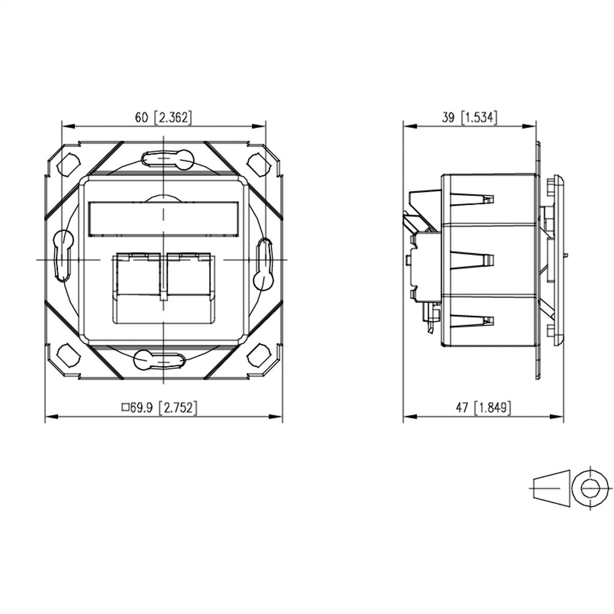 Metz Connect E-DAT C6A IDC Dose, 2 Port, UPk, reinweiß