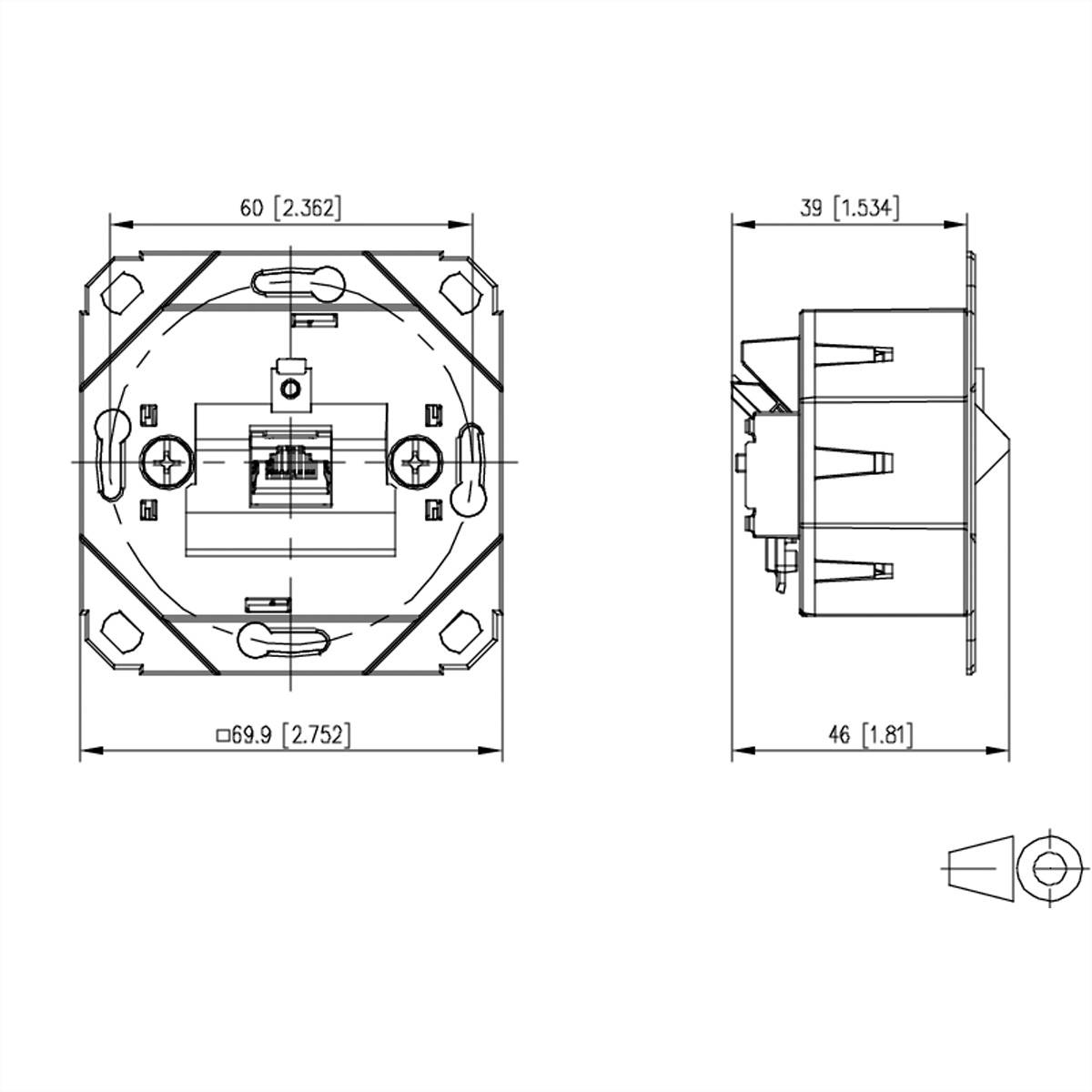 Metz Connect E-DAT C6A LSA++ Dose, 1 Port, UP0, metallisch