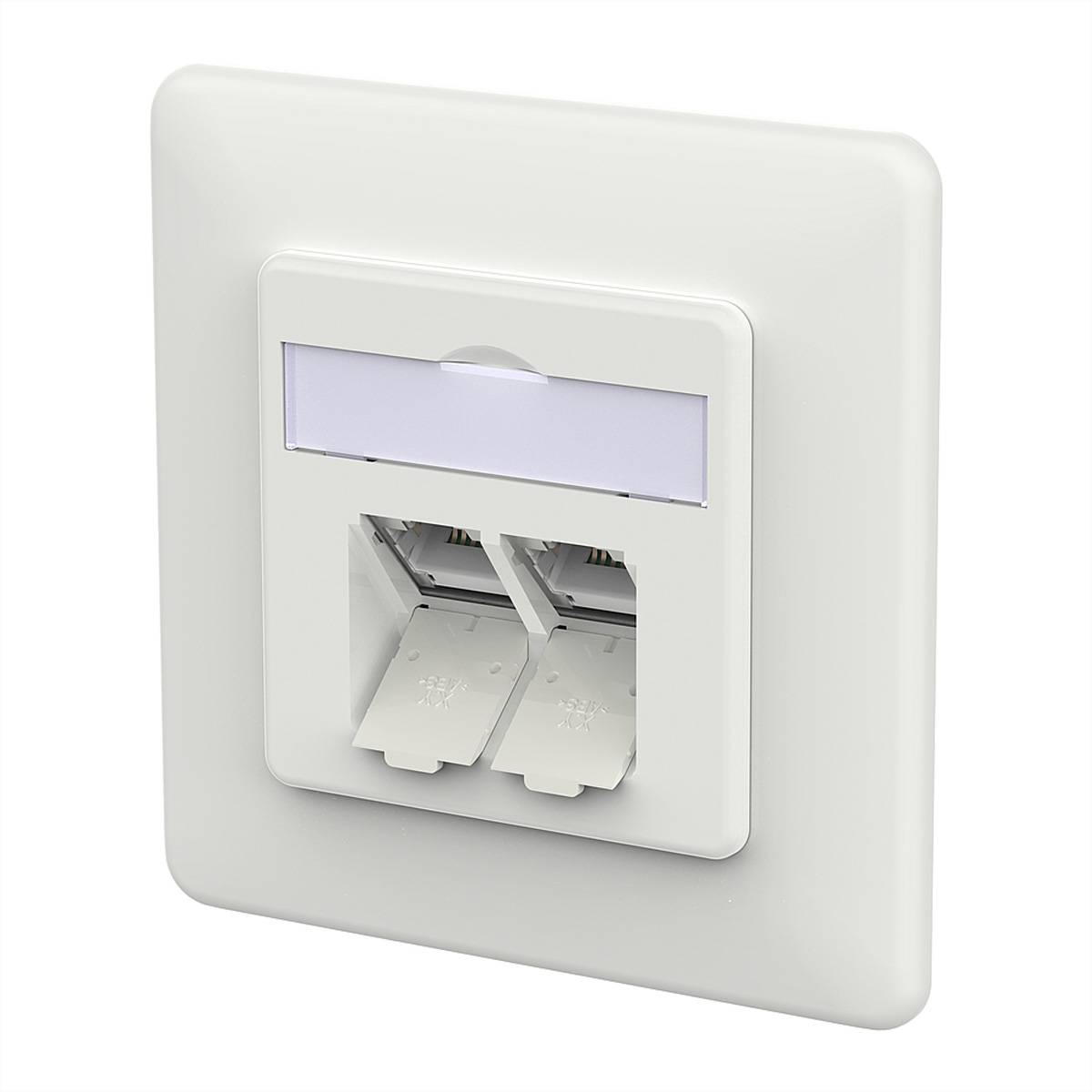 Metz Connect E-DAT C6A LSA++ Dose, 2 Port, UP, verkehrsweiß