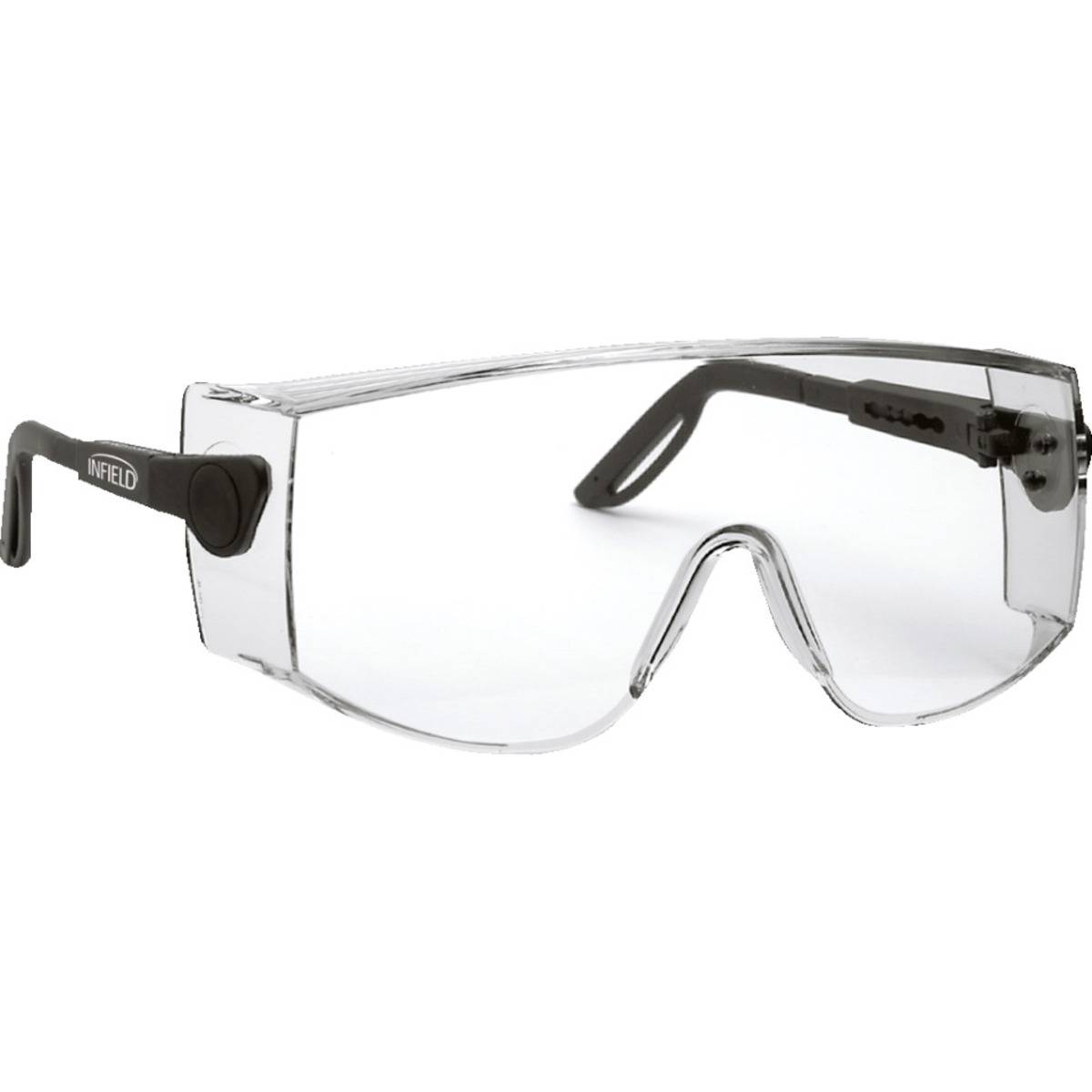 INFIELD Überbrille Astor XL, EN 166, schwarz, farblose Polycarbonat-Scheibe, 40g