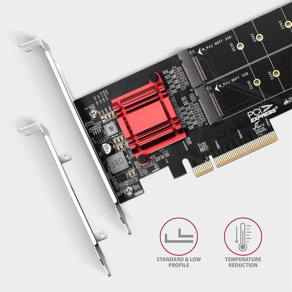 PCEM2-ND PCIe x8 - dual M.2 NVMe M-key Slot Adapter mit RAID, Daten-Switch, w. S