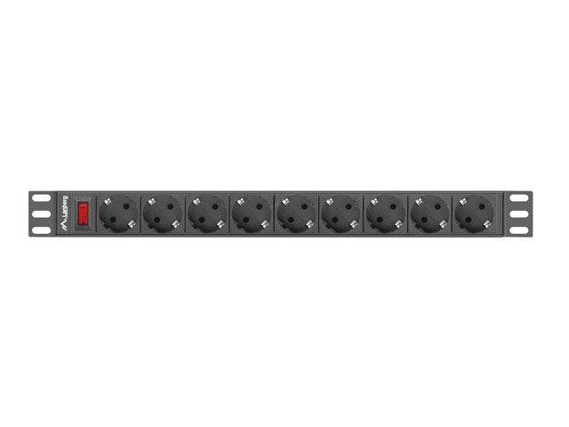 LANBERG 19" PDU-Steckdosenleiste 1U 9xSchuko 3,0m 16A sw