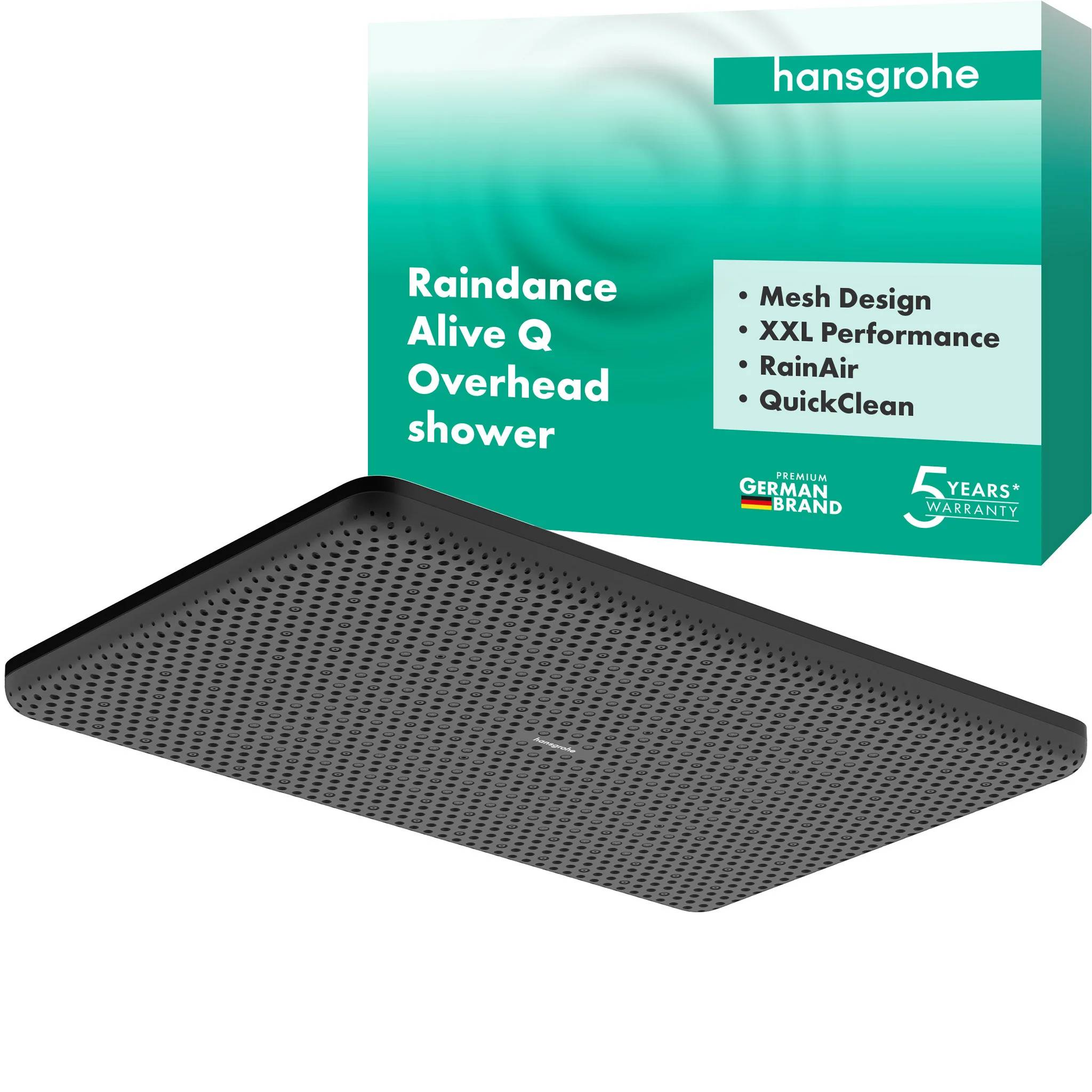 Hansgrohe Raindance Alive Q Kopfbrause, 11l/min, 210x340mm 1jet, Mattschwarz