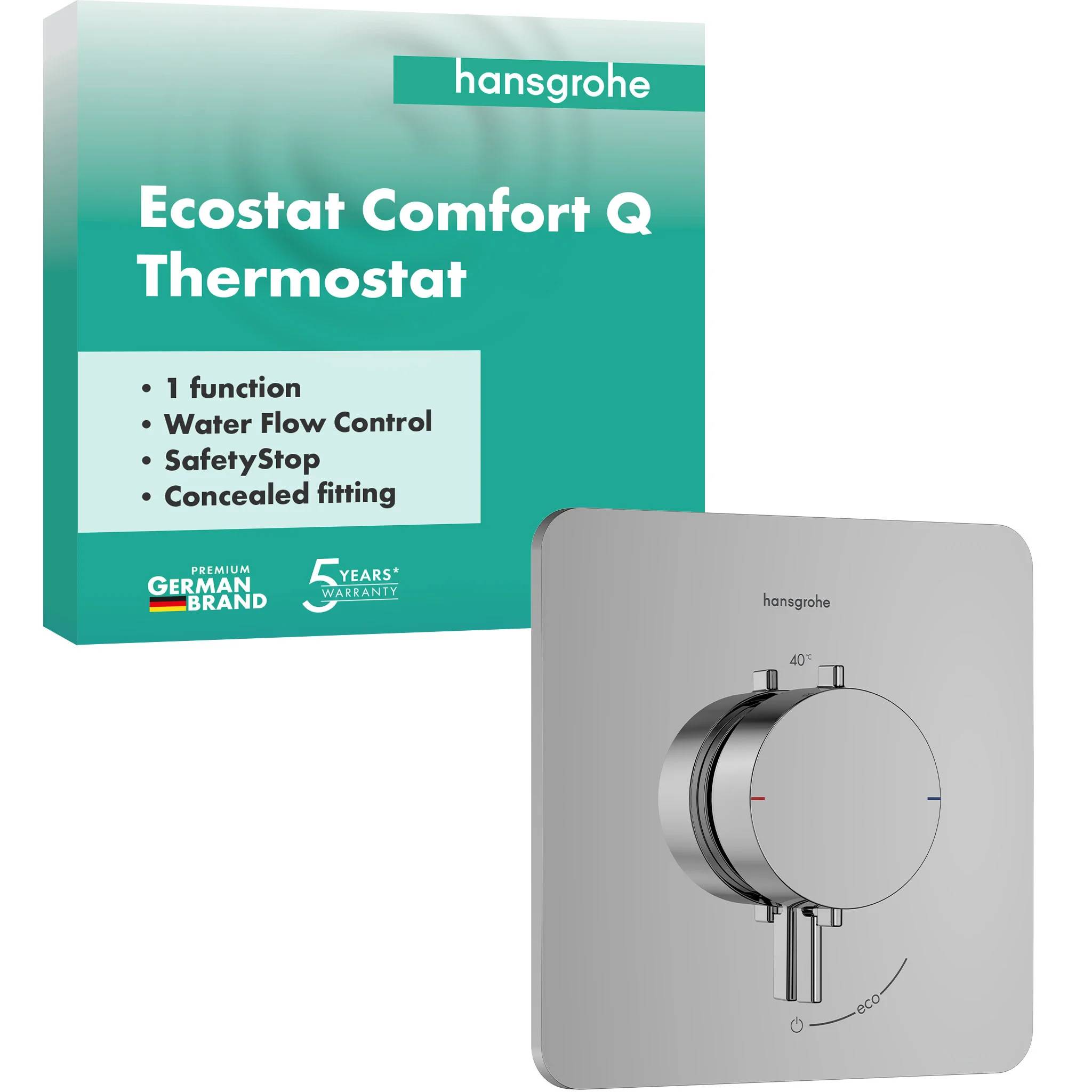 hansgrohe Ecostat Comfort Q Thermostat Unterputz für 1 Verbraucher, Chrom