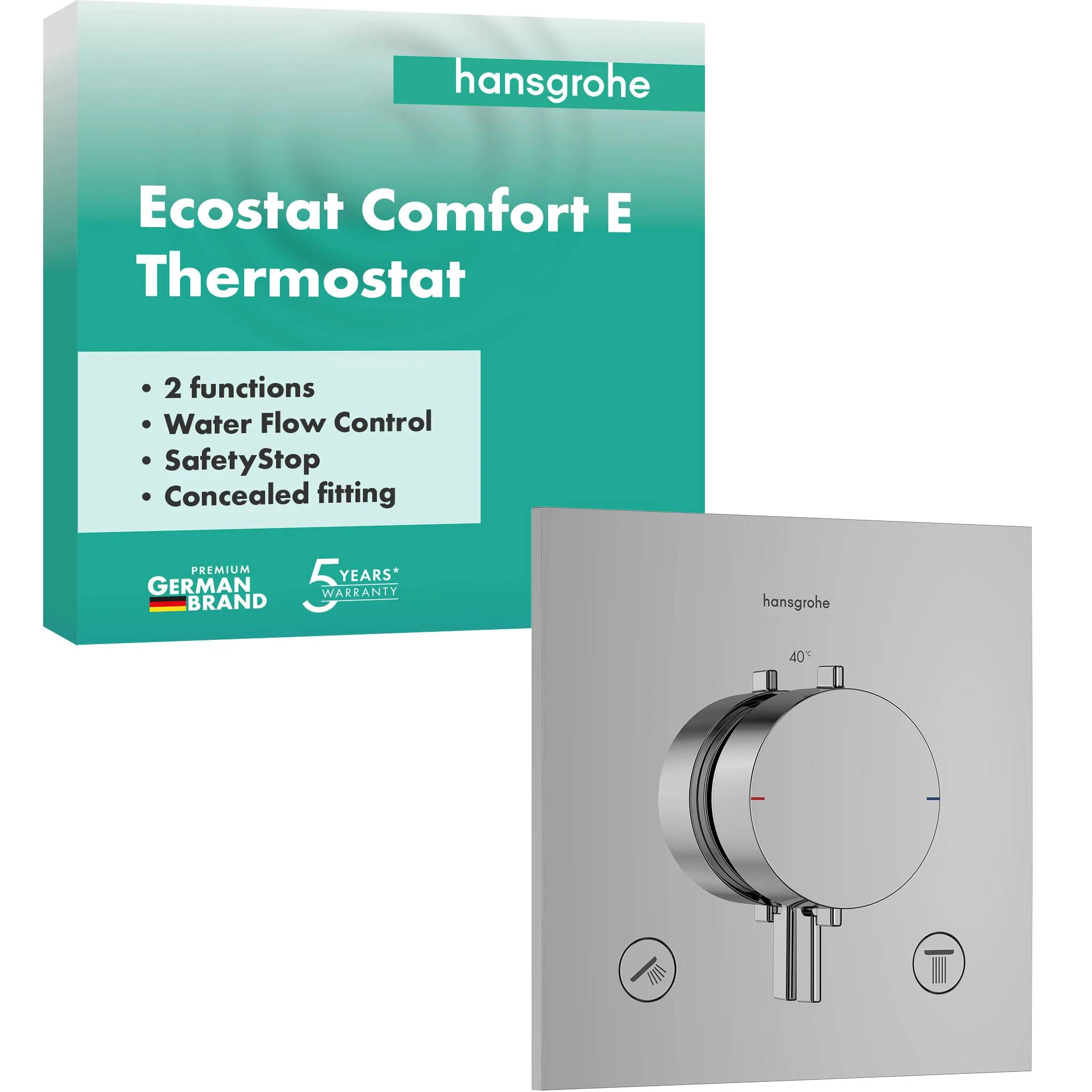 hansgrohe Ecostat Comfort E Thermostat Unterputz für 2 Verbraucher, Chrom