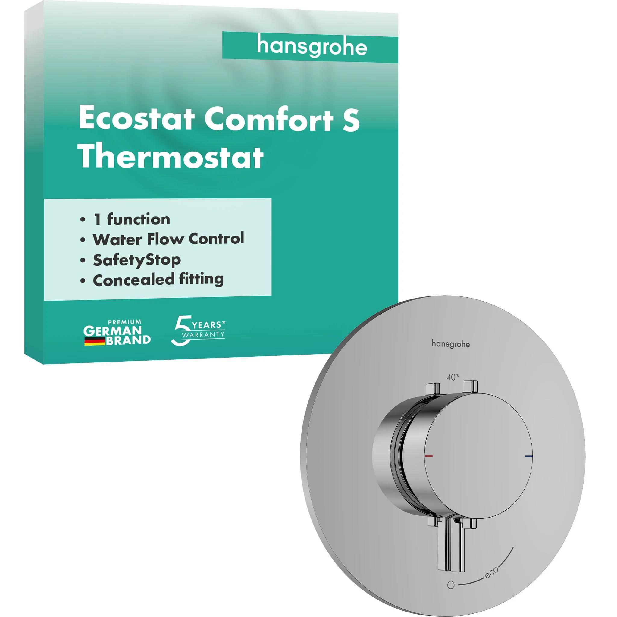 hansgrohe Ecostat Comfort S Thermostat Unterputz für 1 Verbraucher, Chrom