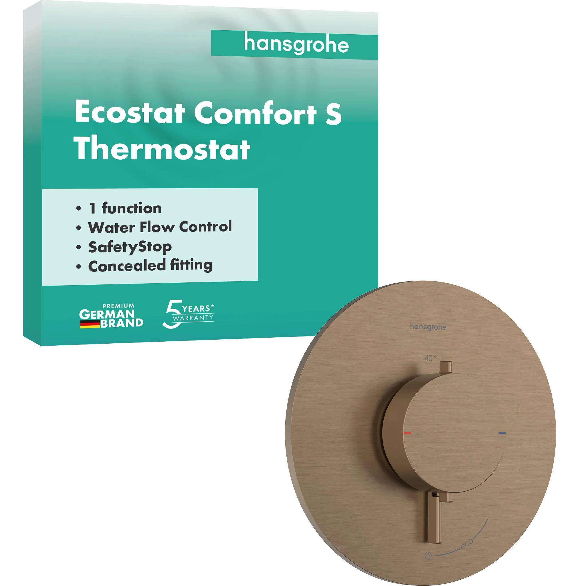 hansgrohe Ecostat Comfort S Thermostat Unterputz für 1 Verbraucher, Brushed Bronze