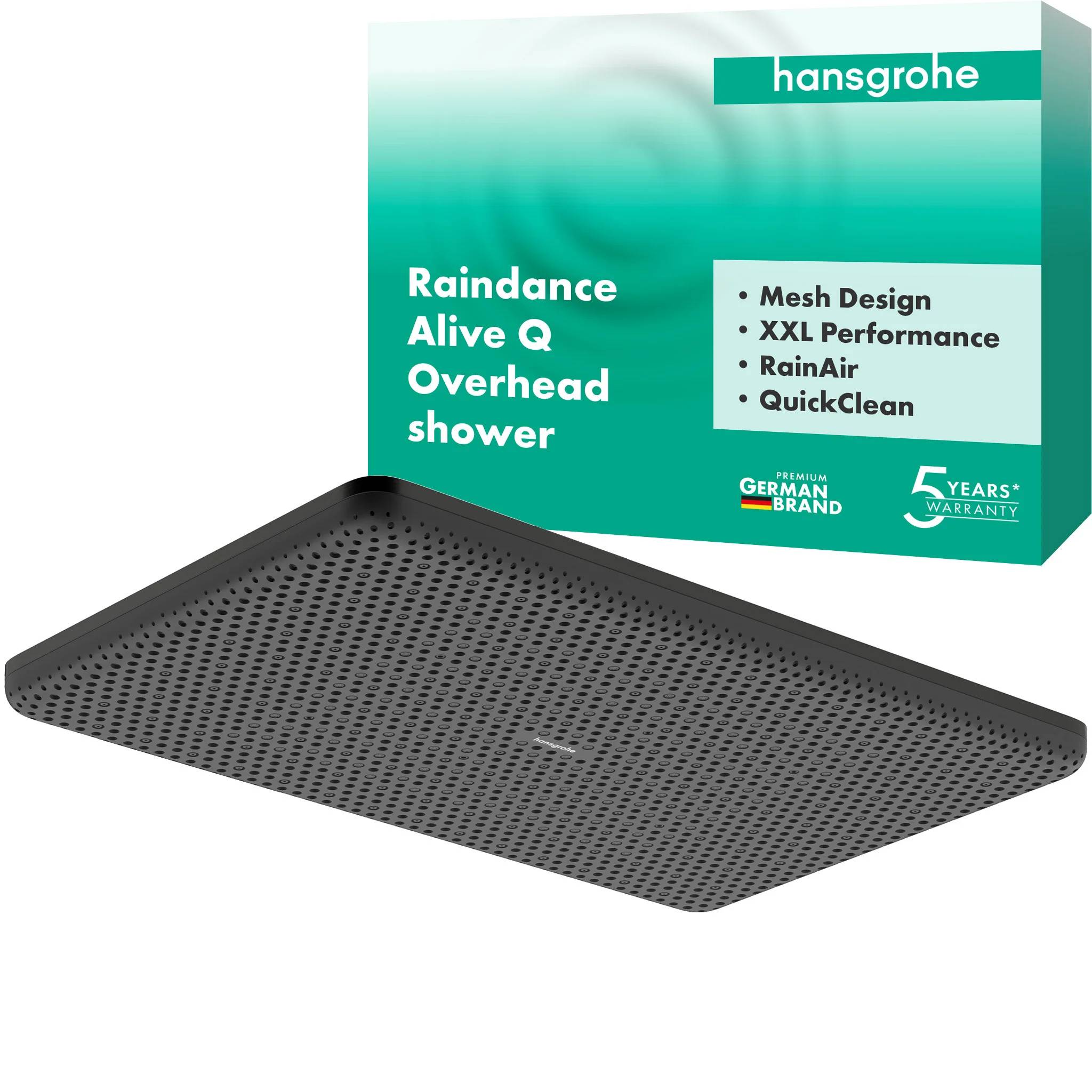 Hansgrohe Raindance Alive Q Kopfbrause, 11l/min, 210x340mm 1jet, Brushed Black Chrome