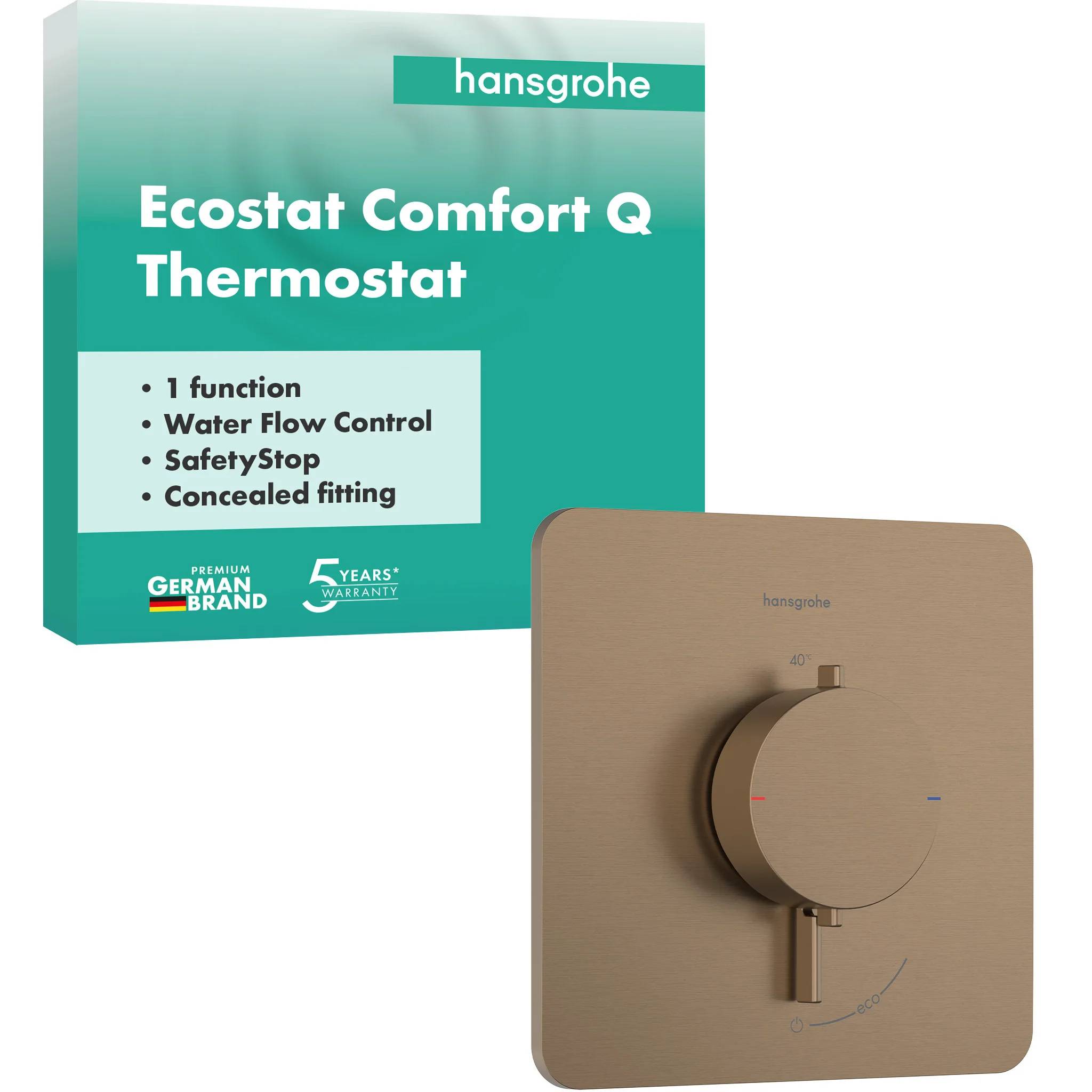 hansgrohe Ecostat Comfort Q Thermostat Unterputz für 1 Verbraucher, Brushed Bronze