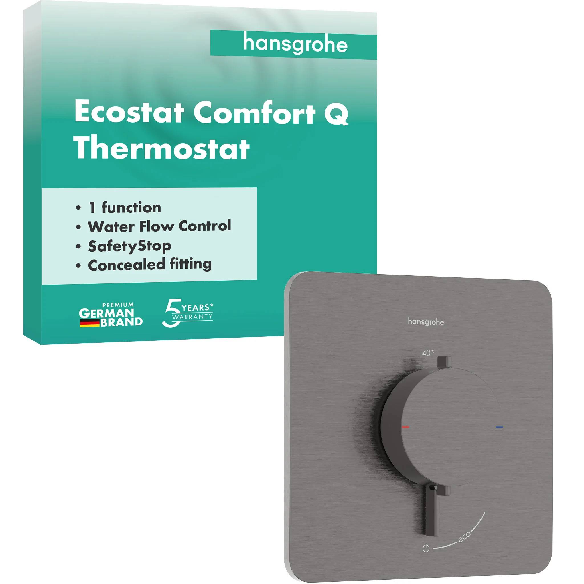 hansgrohe Ecostat Comfort Q Thermostat Unterputz für 1 Verbraucher, Brushed Black Chrome