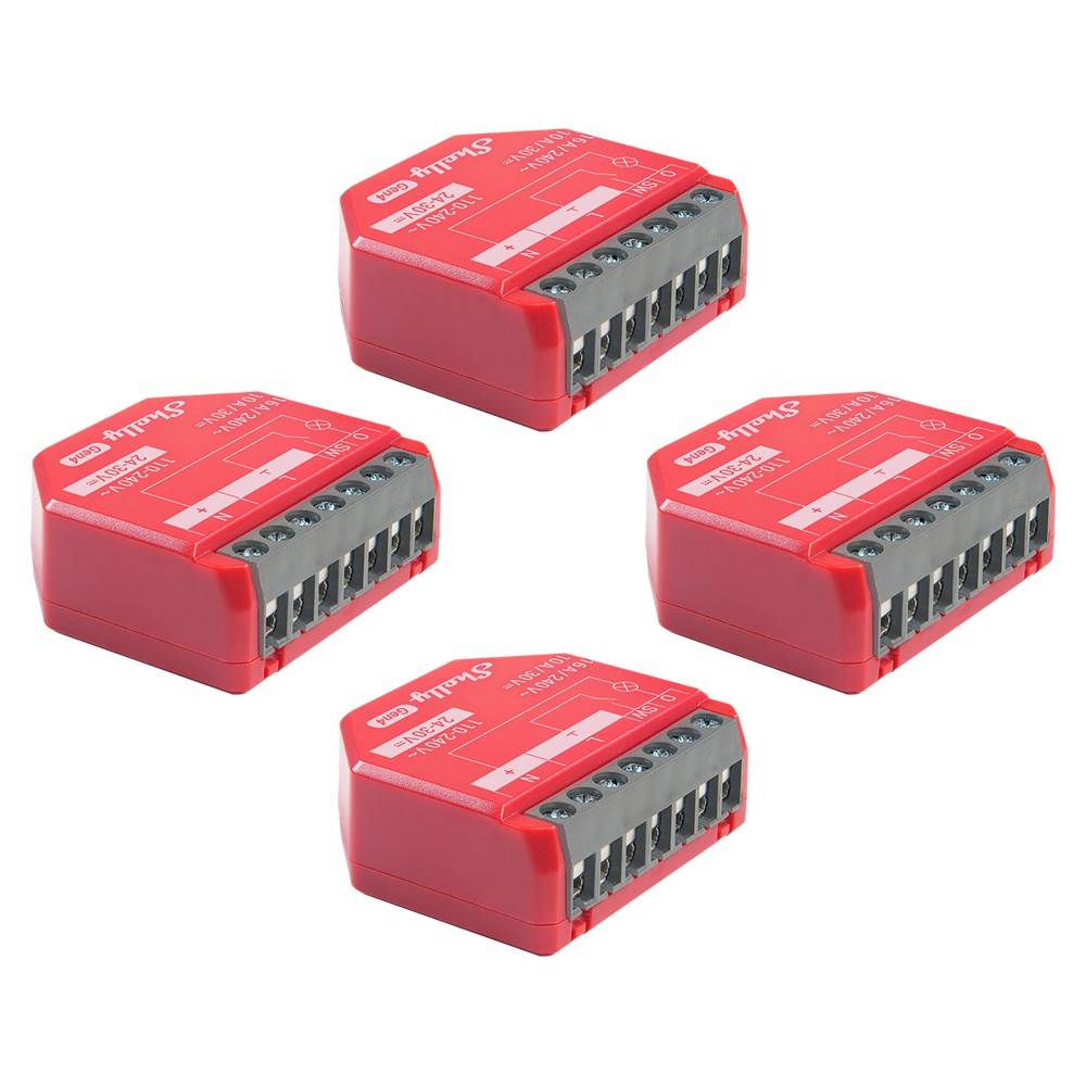 Shelly · Unterputz · 1PM Gen4 4er Pack · Relais · max 16A · 1 Kanal · Messfunktion · WLAN · Matter · Zigbee · Bluetooth