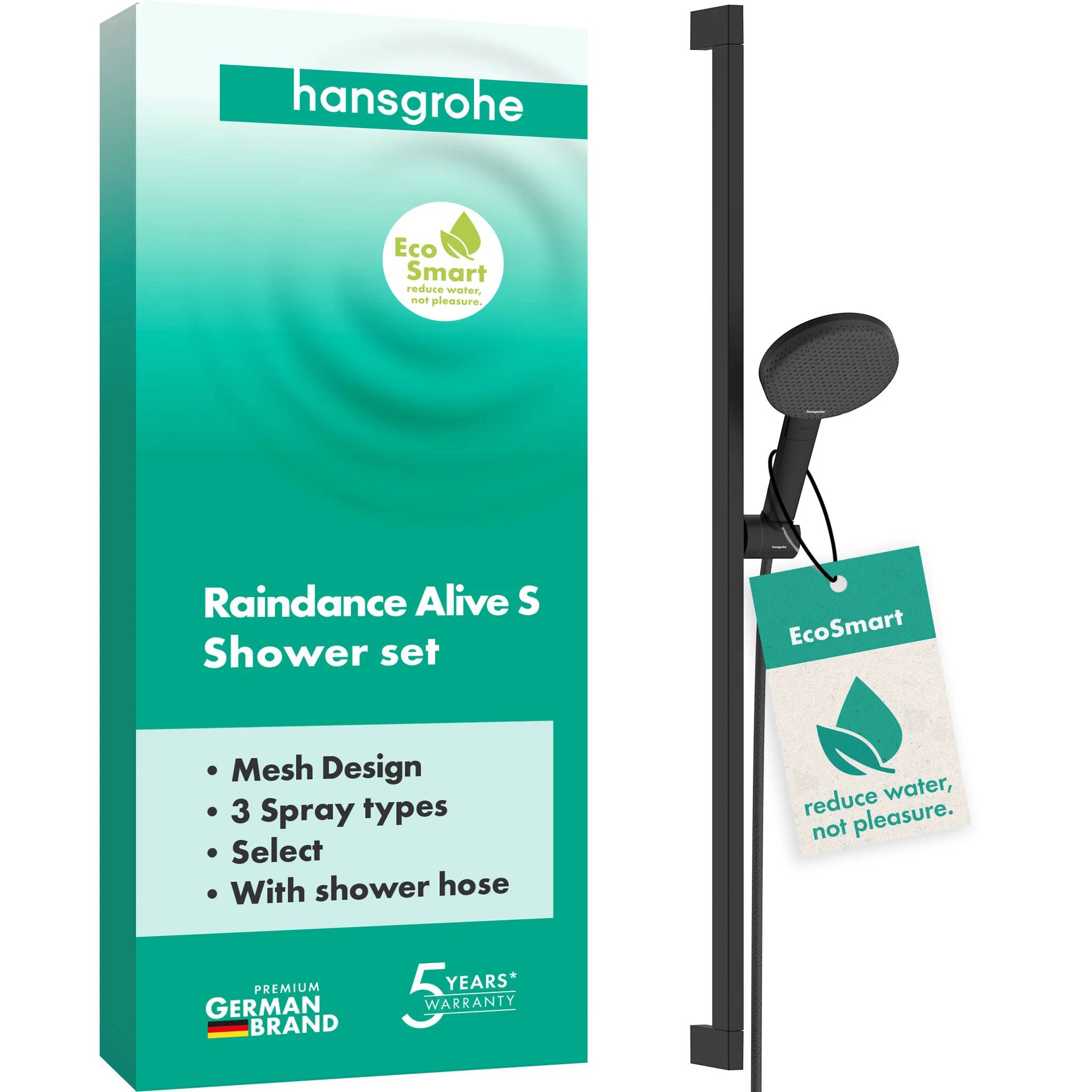 Hansgrohe Raindance Alive Select S Brauseset 125mm 7,1l/min 3jet EcoSmart, Unica E Puro 90cm, Easy Slide Brauseh.,