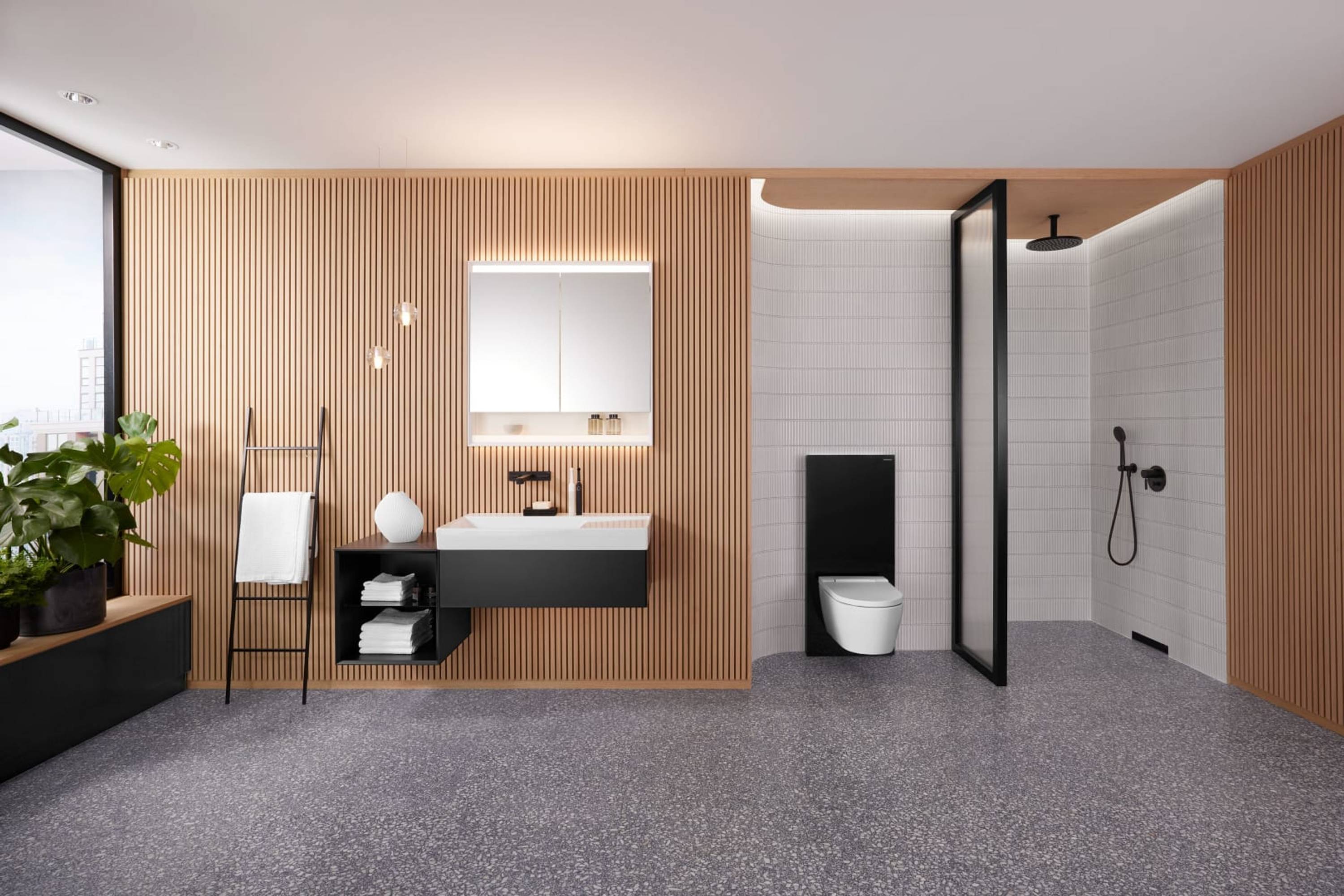 Geberit Fertigbauset für CleanWall Wandablauf, 32x5cm, Kunststoff, Mattschwarz
