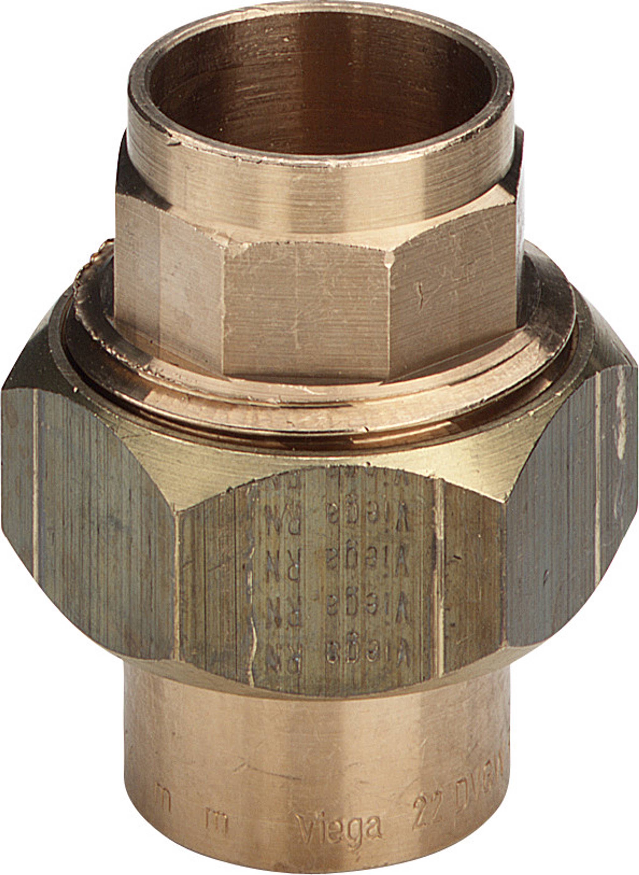 Viega Verschraubung 94330 für Gasleitung, flachdichtend d. 22mm, Rotguss