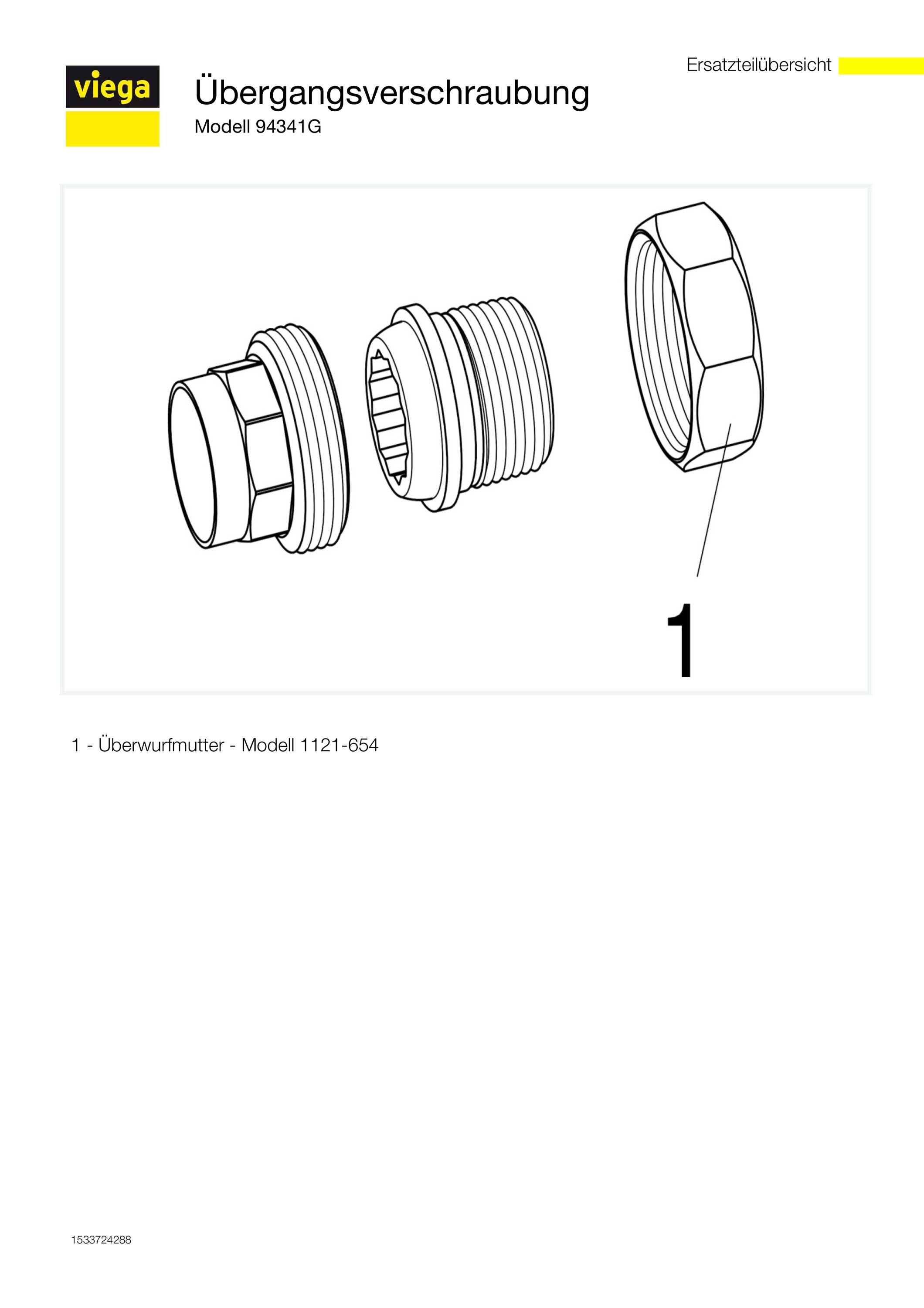 Viega Rohrverschraubung 94341G konischdichtend in 28mm x R1 Rotguss, 1 Stk.