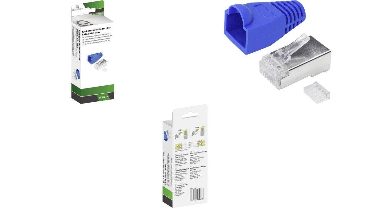 RJ-45 Steckverbinder Set-CAT 6 1906C168 Stecker gerade Polzahl 8P8C Blau 25 St