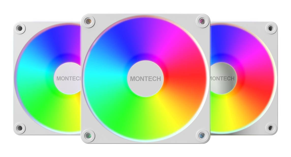 MONTECH GF120R V2 ARGB, Lüftermodul, 12 cm, 800 RPM, 1600 RPM, Weiß