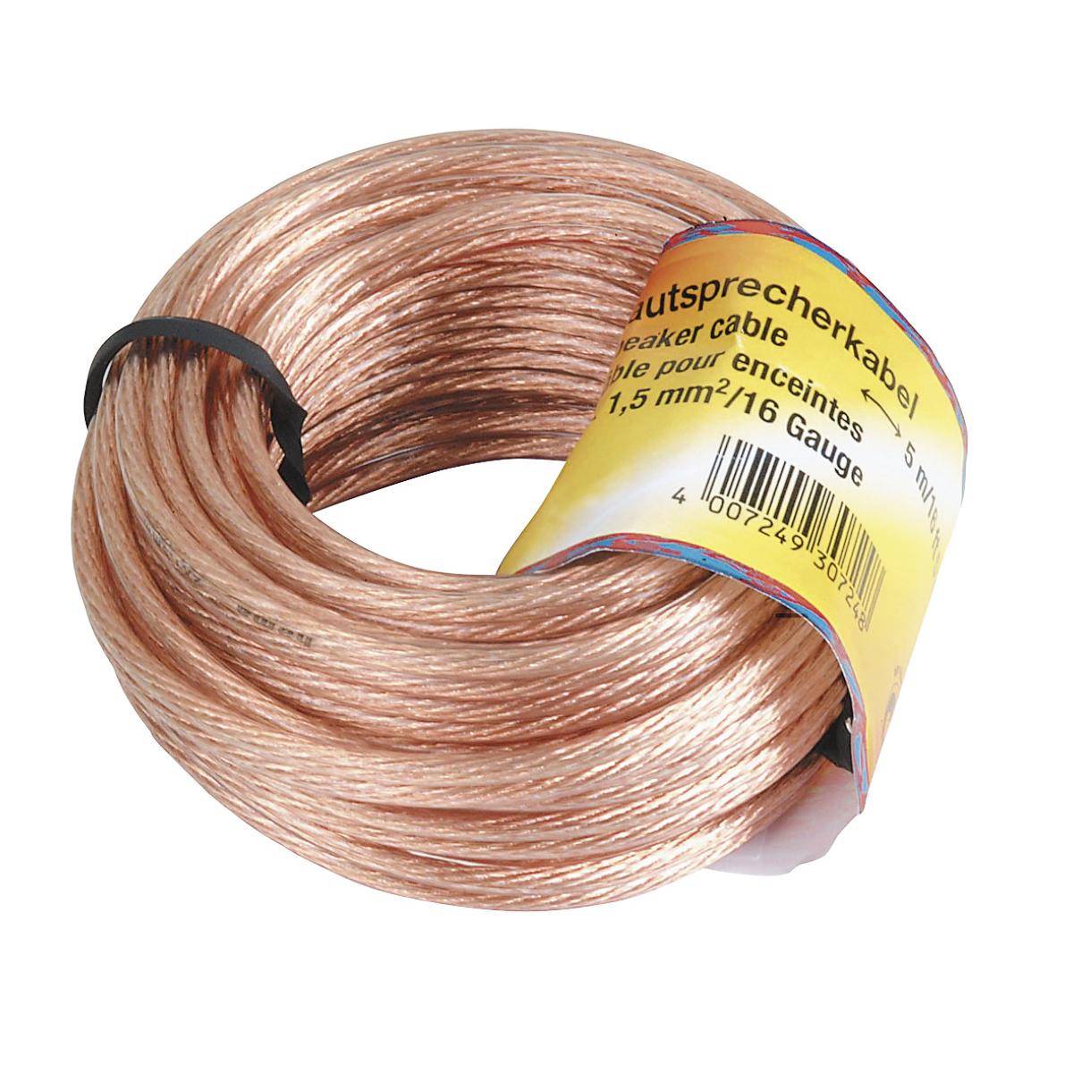 hama 00205142 Lautsprecherkabel, 2x 1,5 mm², 10 m, Transparent