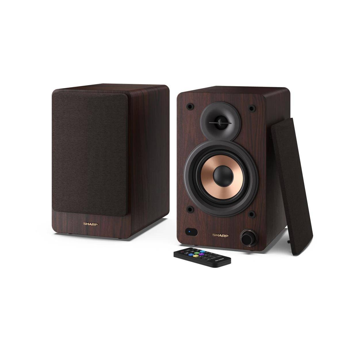Sharp BOOKSHELF SPEAKERS, 2-Wege, 2.0 Kanäle, Verkabelt & Kabellos, 60 W, Braun