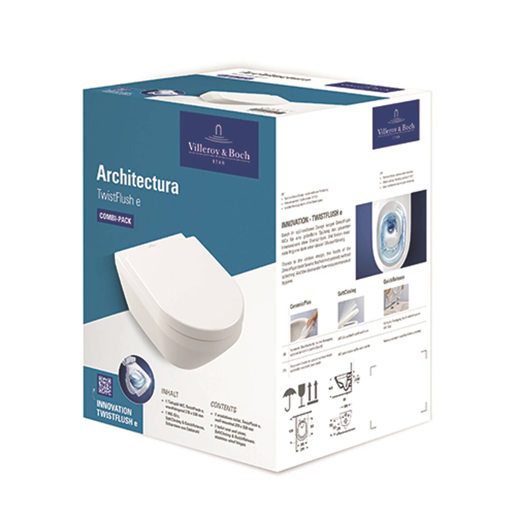 Villeroy & Boch Architectura Combi-Pack oval 370x530x355mm wandhängend weiß, 1 Stk.