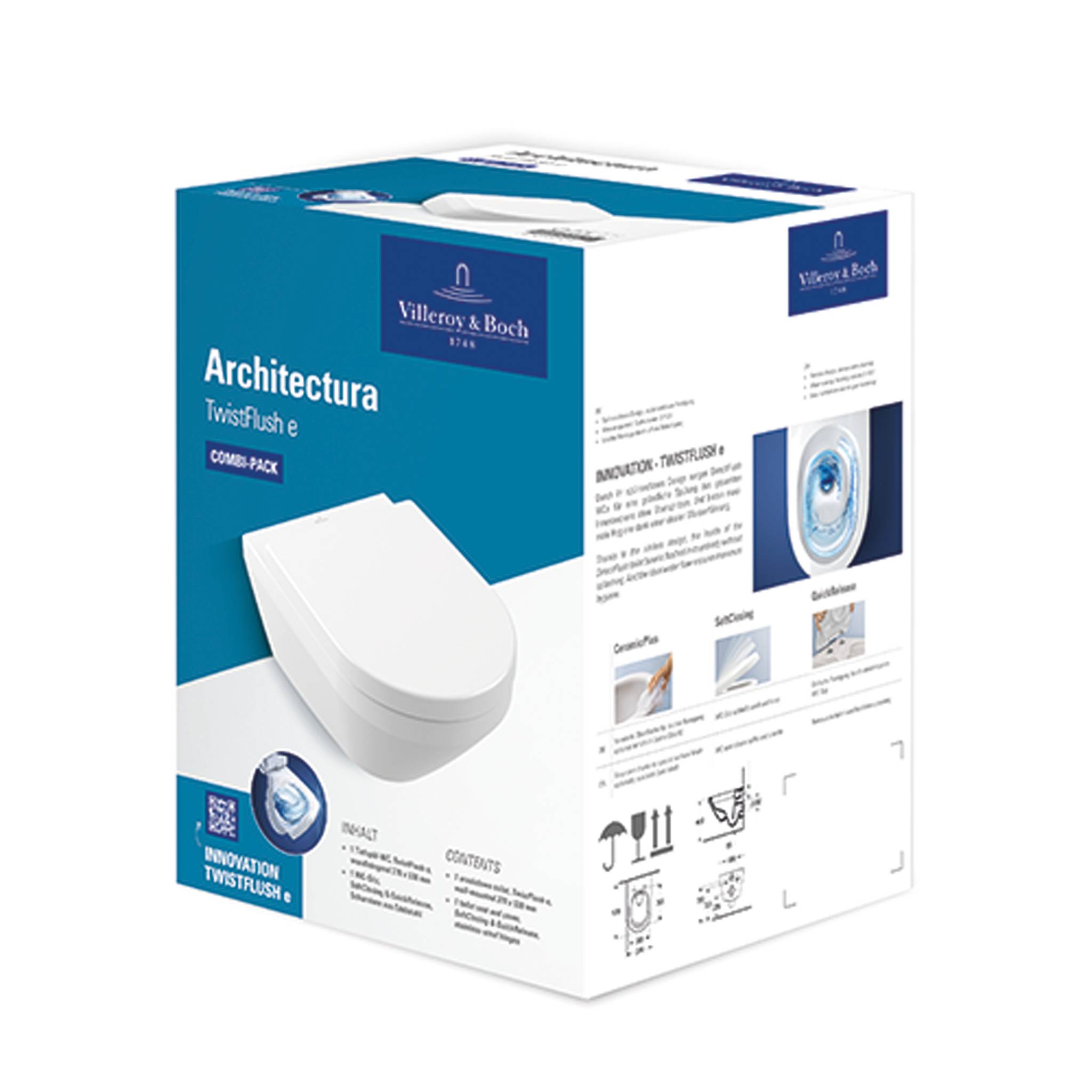 Villeroy & Boch Architectura Combi-Pack oval 370x530x355mm wandhängend weiß, 1 Stk.