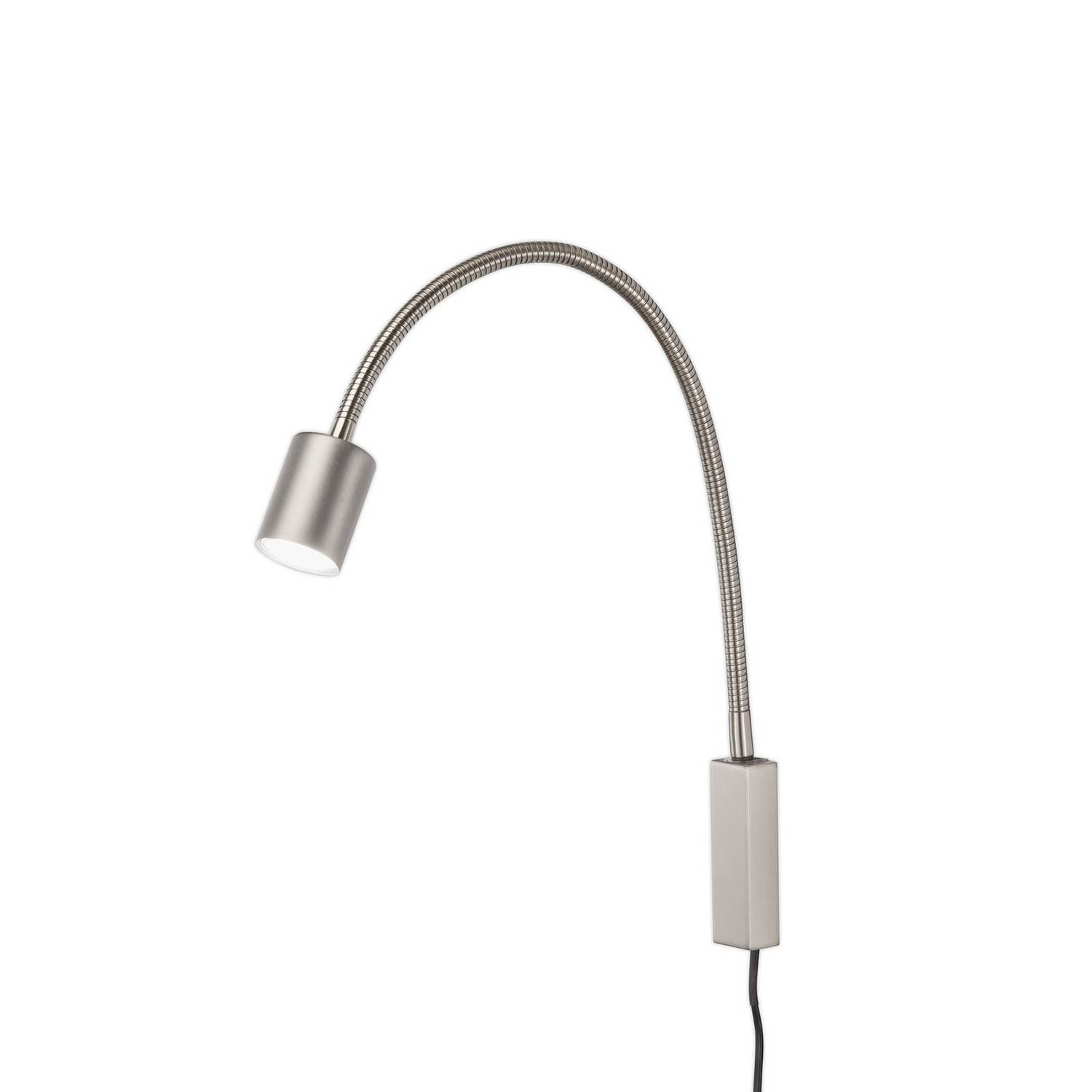 Fischer & Honsel Led Wandleuchte Lampe Justi Nickelfarben Höhe 52 Cm Metall