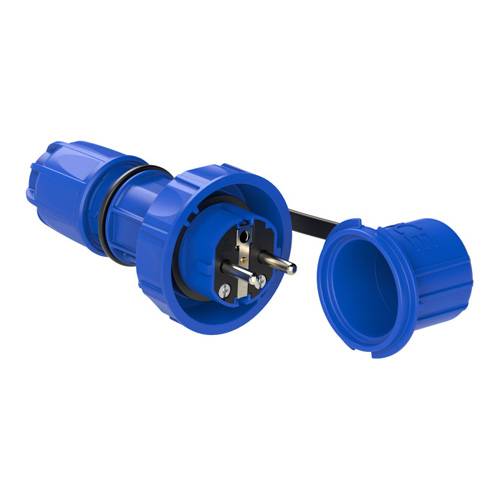 PCE NAUTILUS Schuko-Stecker IP66/68 mit Schutzkappe / 2-Schutzleitersystem