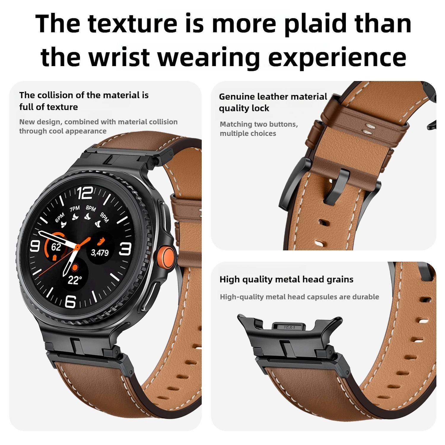Leder Watch Armband für Samsung Galaxy Watch 9 / 8 / 8 Classic Metall Connector