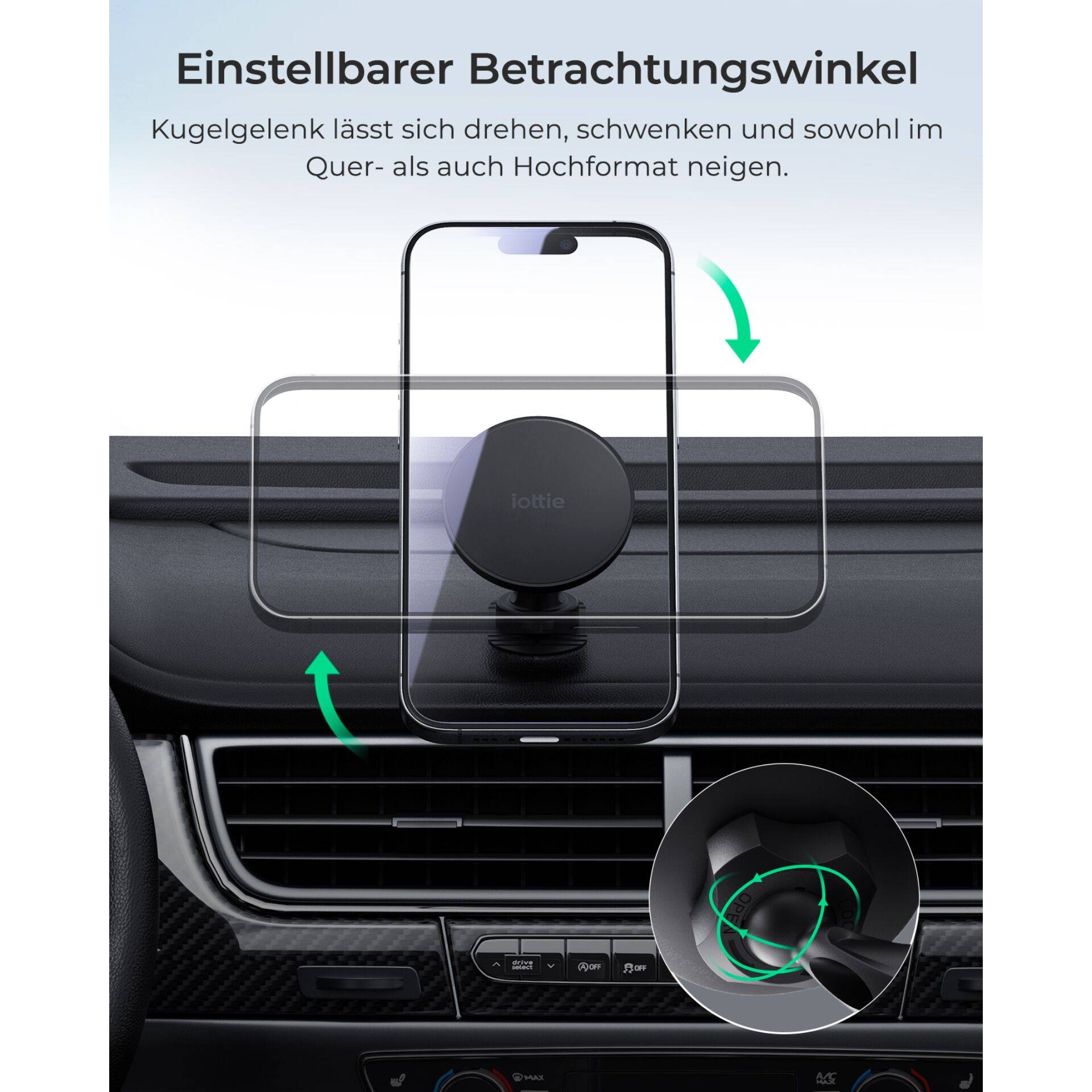 IOttie iTap 3, Handy/Smartphone, Aktive Halterung, Auto, Schwarz