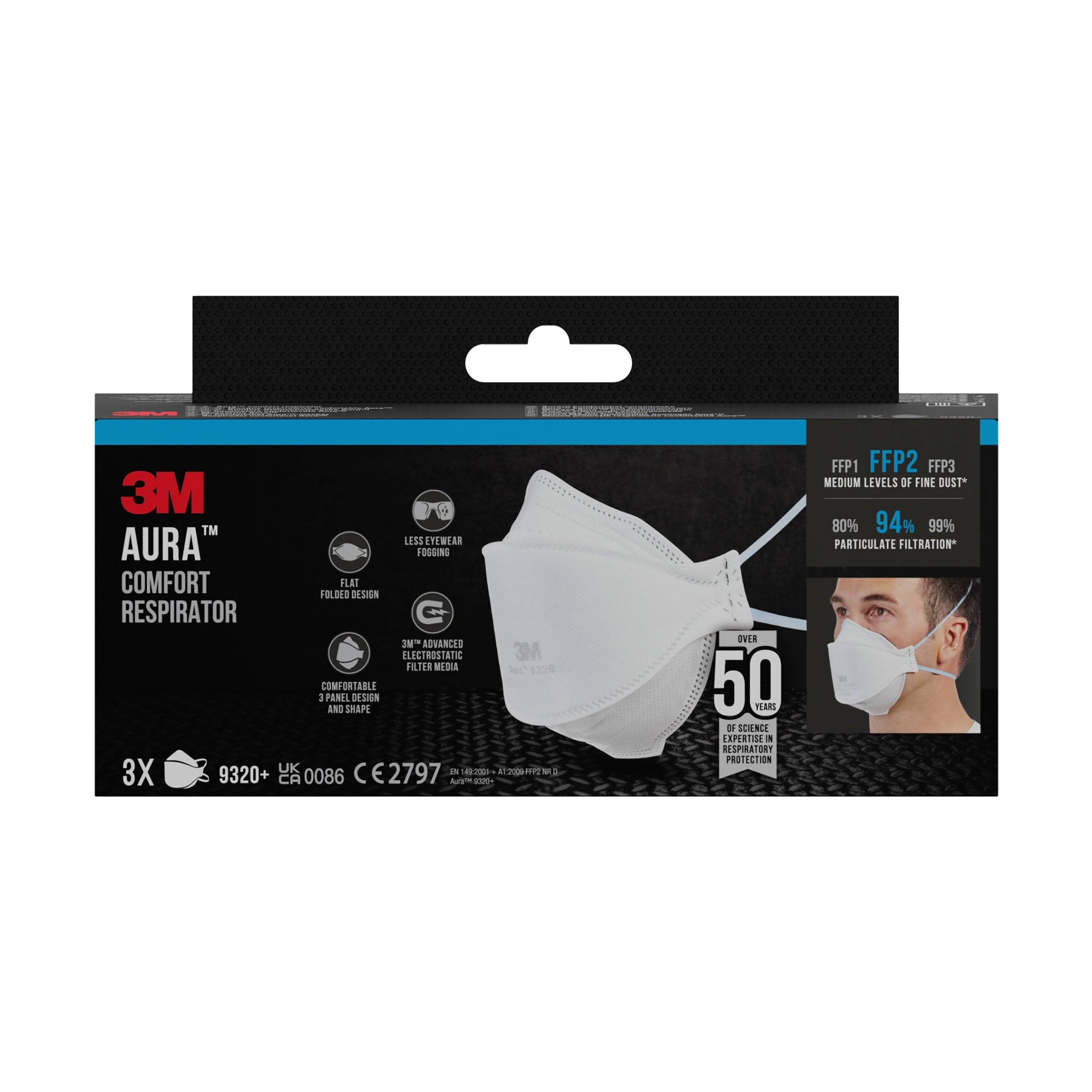 3M Atemschutzmasken Aura™ 9320+ FFP2 NR D EN 149:2001, A1:2009, 3 St.