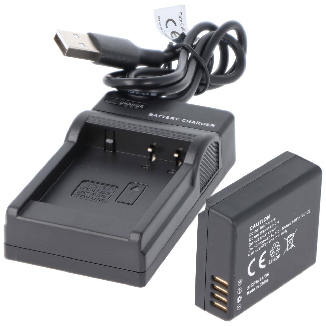 Akku und Ladegerät Powerset kompatibel für Panasonic DMW-BLG10, DMW-BLE9, DMW-BLH7E