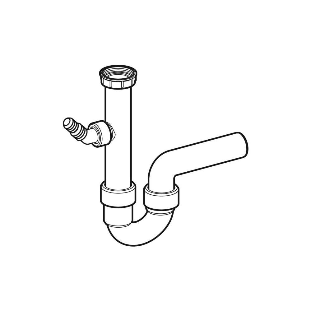 Geberit Siphon Rohrbogengeruchsverschluss für Spülbecken, Winkelschlauchtülle Abgang horizontal D 50mm, Alpinweiß