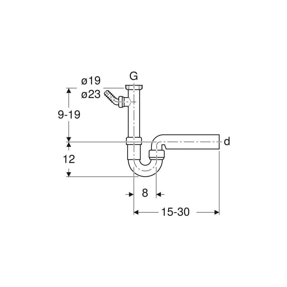 Geberit Siphon Rohrbogengeruchsverschluss für Spülbecken, Winkelschlauchtülle Abgang horizontal D 40mm, Alpinweiß
