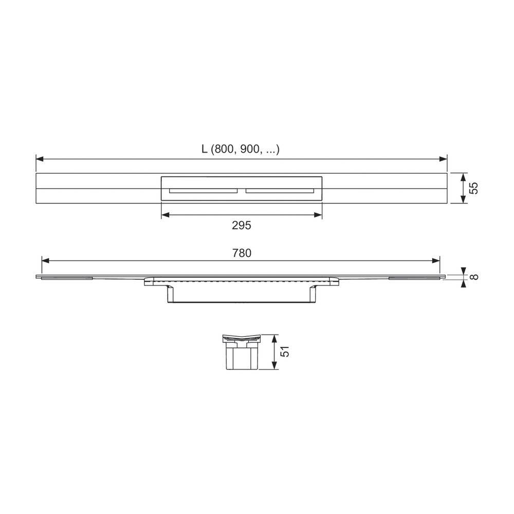 Tece drainprofile Duschprofil 1600mm, Edelstahl gebürstet