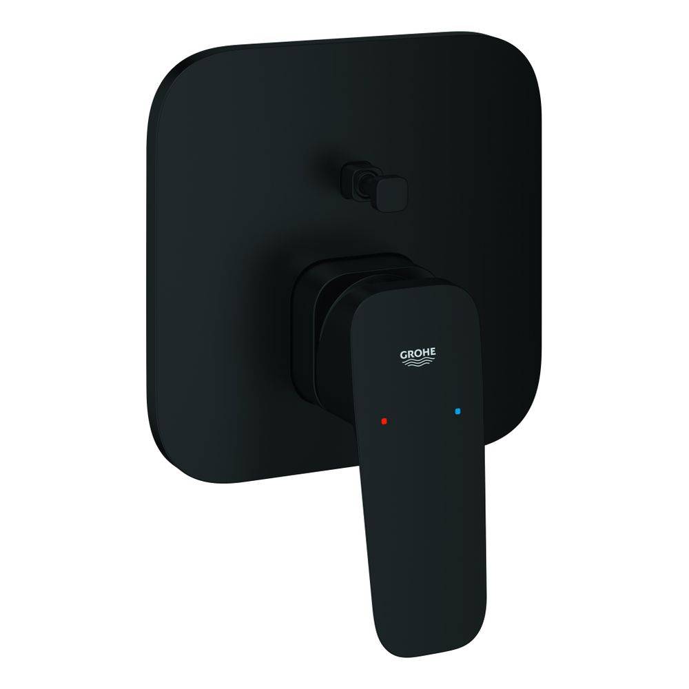 Grohe Cubeo Einhand-Wannenbatterie, Fertigmontageset für Rapido SmartBox, mit Umstelleinheit, Mattschwarz, 1017782430