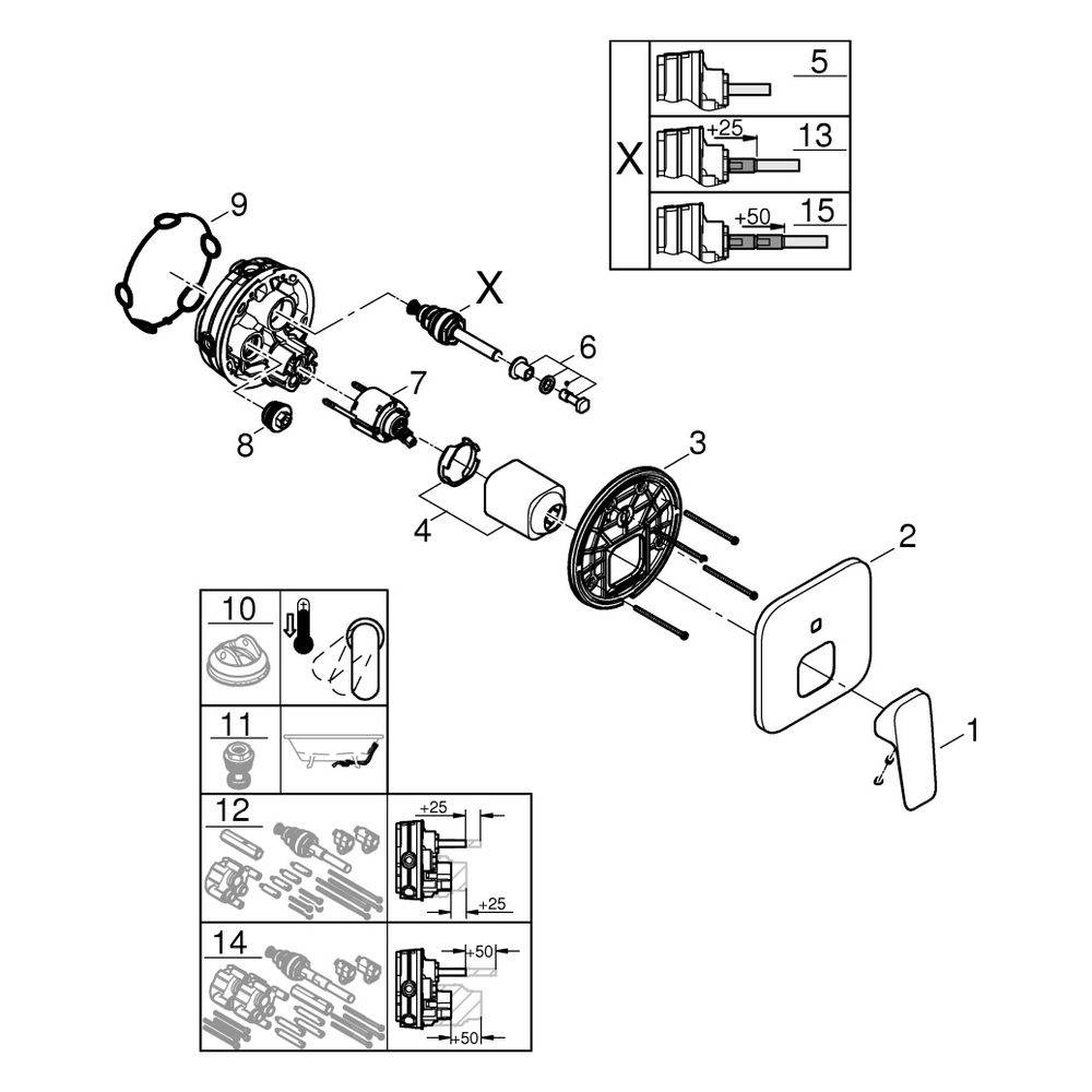 Grohe Einhand-Wannenbatterie Cubeo 101778, 1 Stk.