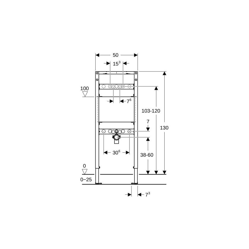 GEBERIT Duofix Element f. Ausgussbecken 130 cm, Wandarmatur AP